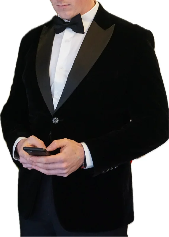 Men's Suits with Single VentsCavani Rosa Black Velvet Jacket