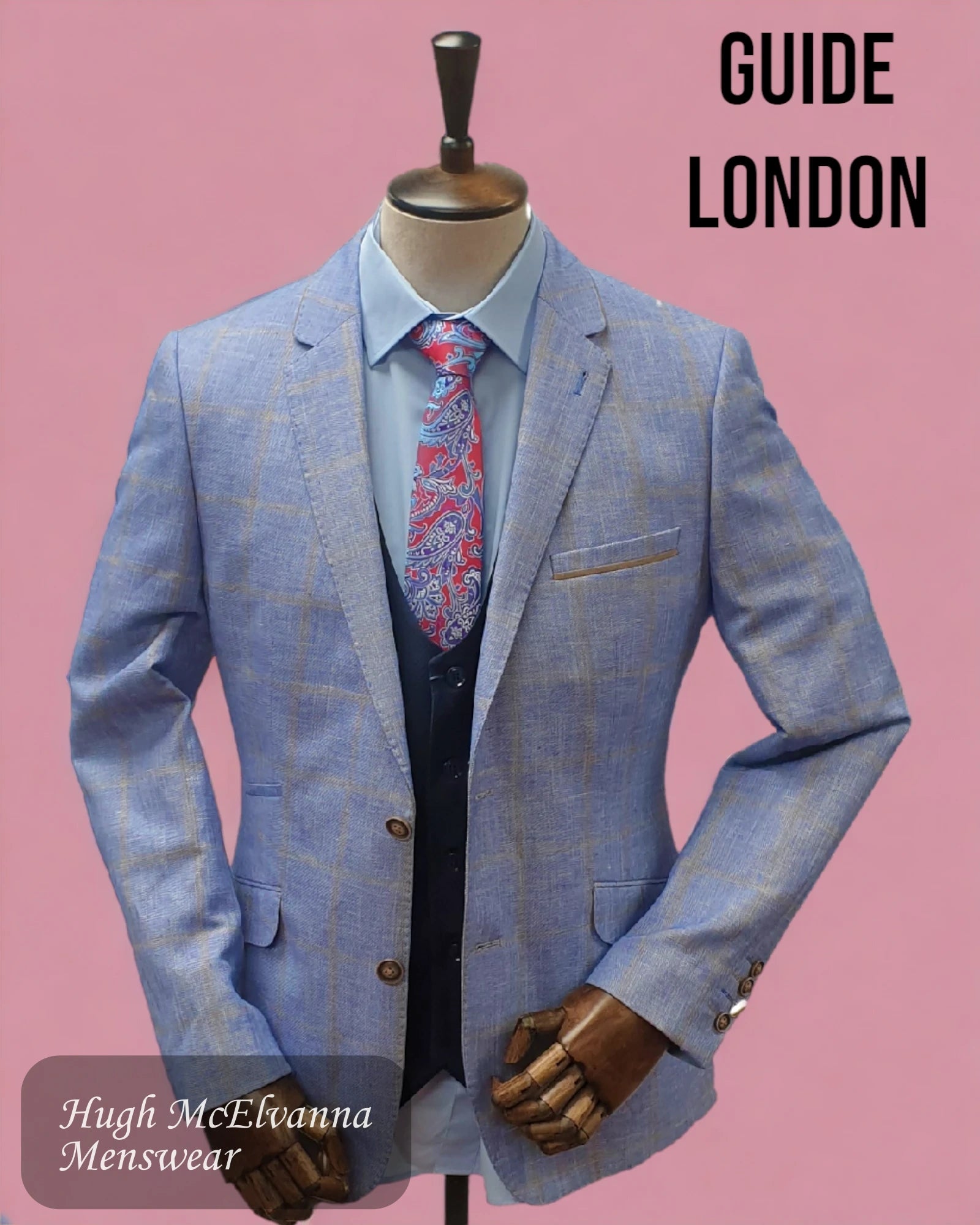 Luxurious Men's Silk-Lined SuitsMen's Fashion Blue Check Blazer by Guide London Style: 3250