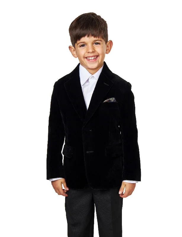 Men's Suits with Double VentsGARY - KIDS BLACK VELVET BLAZER