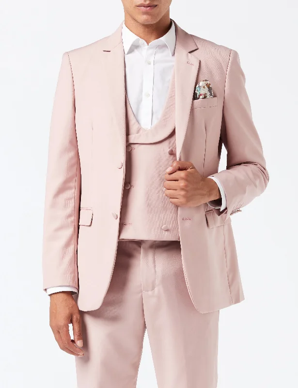 Men's Suits with Athletic FitsLETE - PINK SUMMER WEDDING JACKET & WAISTCOAT