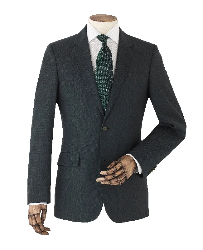 Designer Men's Bespoke SuitsBottle Green Wool-Blend Textured Suit Jacket