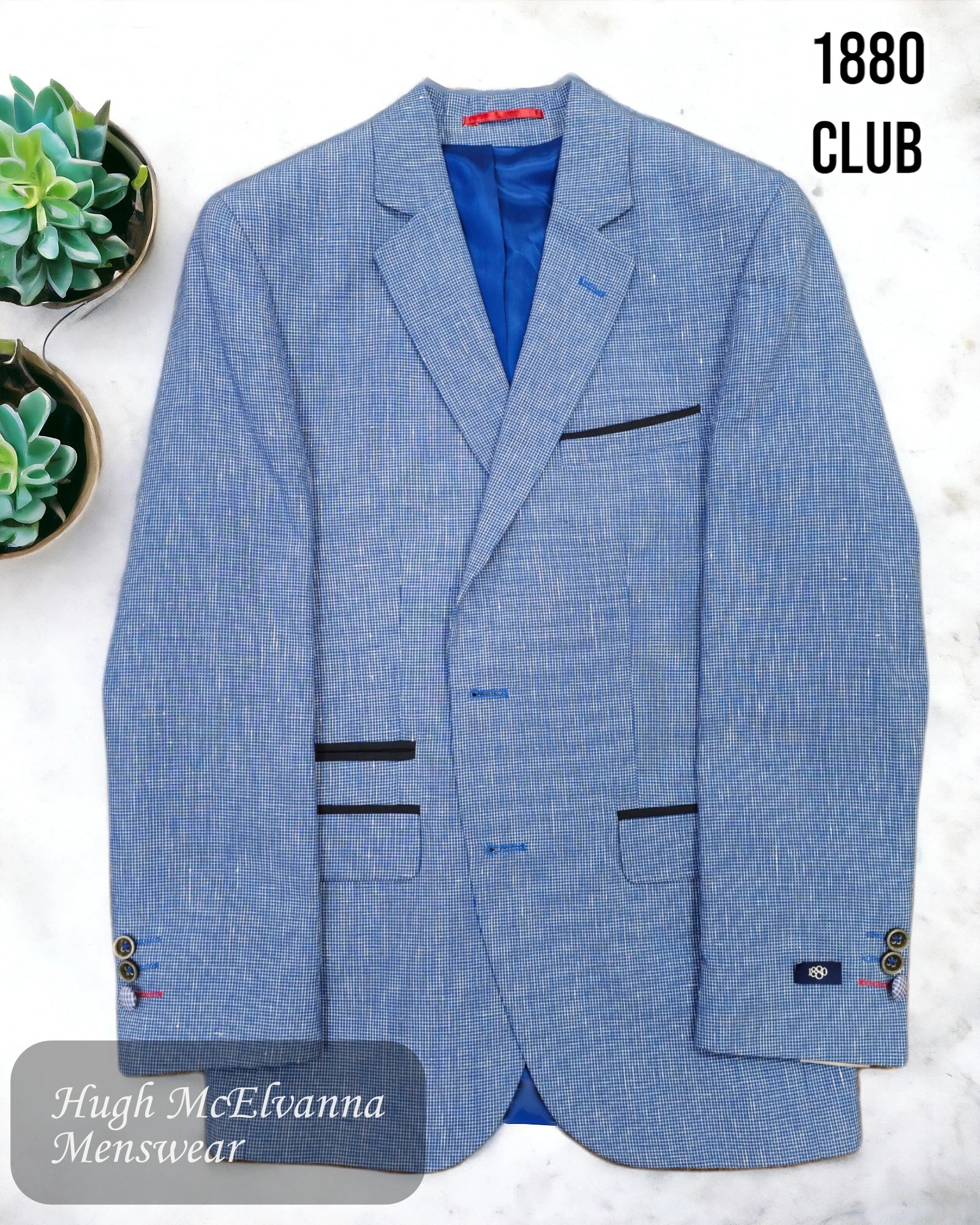 Men's Suits with Cotton-Blend Fabrics1880 Club Blue Fashion Blazer - 14681/24