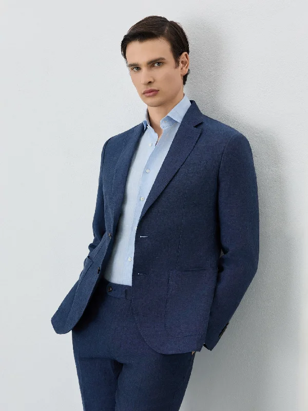 Men's Suits with Satin LiningsBlazer With Patch Pockets In Linen