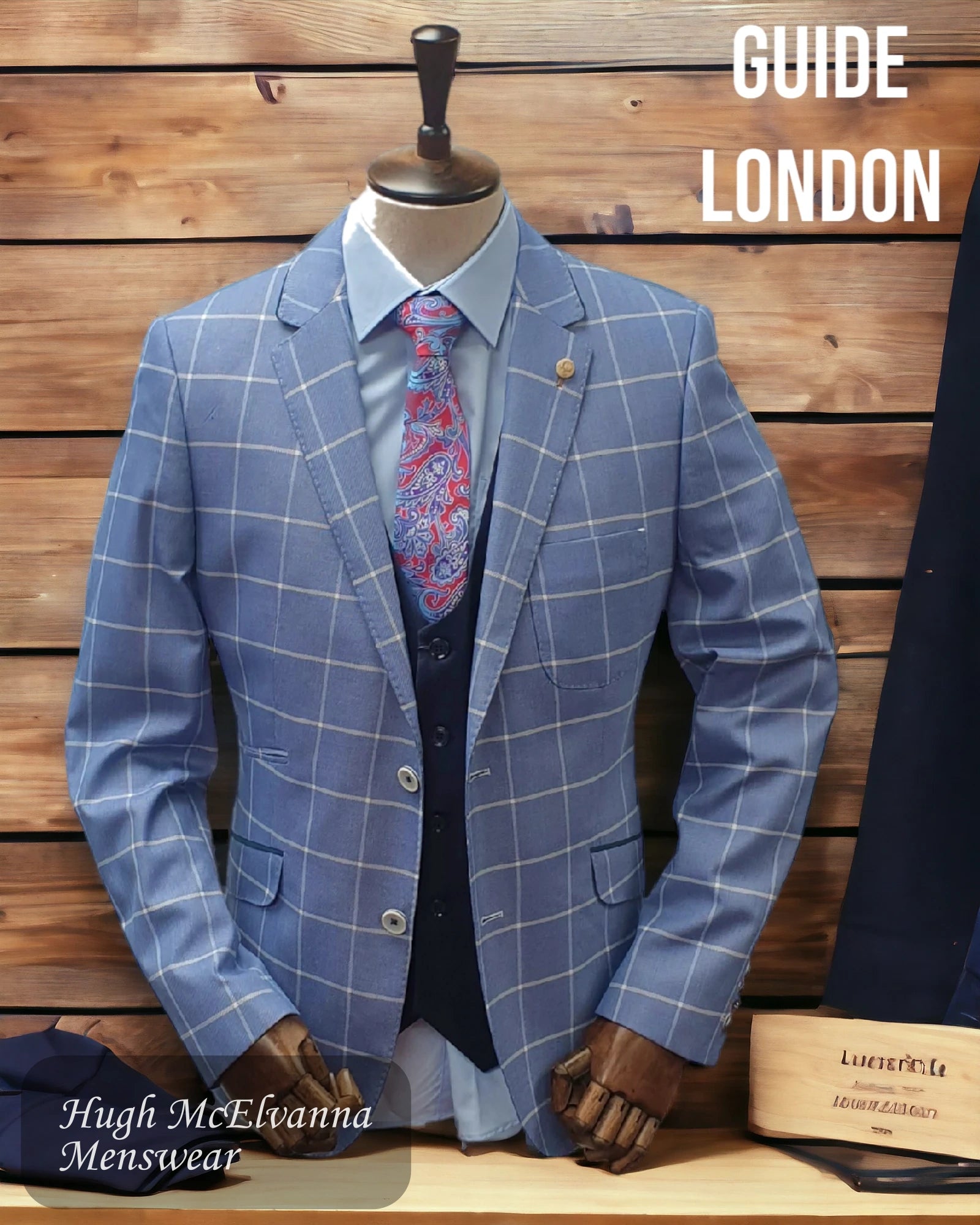 Elegant Men's Linen SuitsMen's Fashion Blue Check Blazer by Guide London Style: 3257