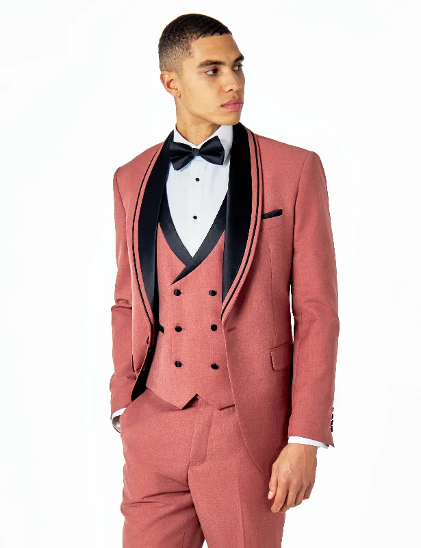 Men's Suits with Three-Button JacketsGREG – PINK TAILORED TUXEDO WEDDING JACKET