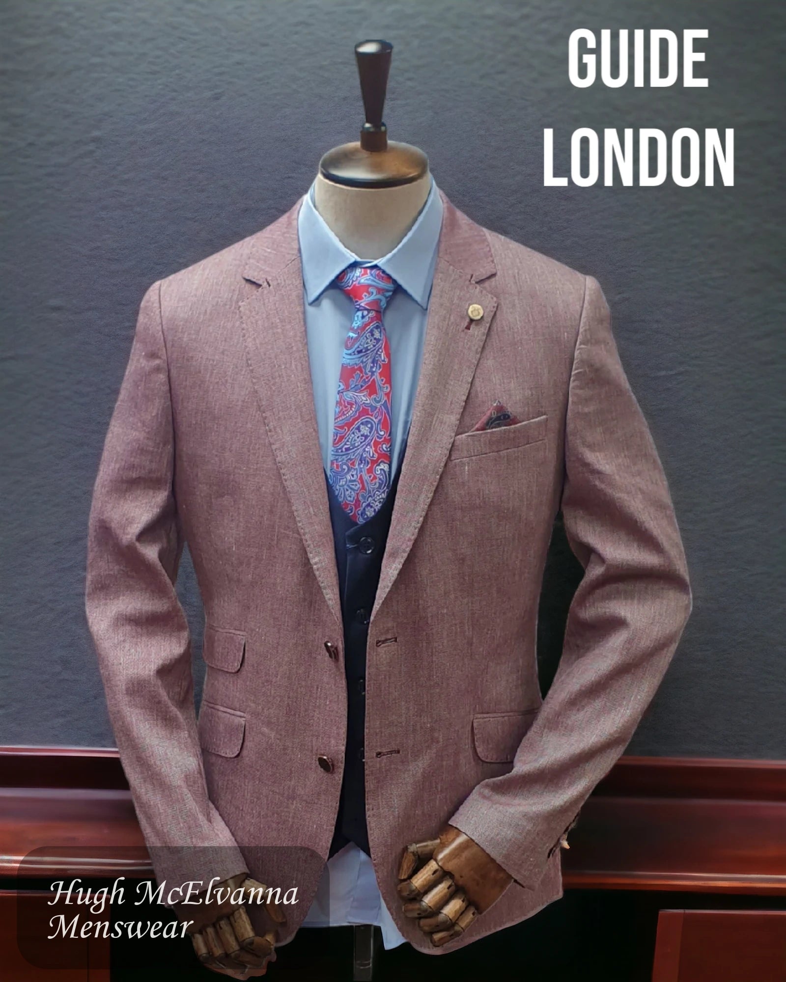 Lightweight Men's Summer SuitsMen's Fashion Burgundy Linen Look Blazer by Guide London Style: 3330