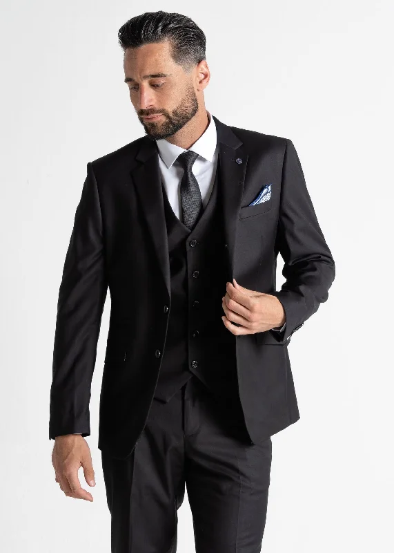 Men's Suits with Side-Adjustable Trouser WaistsHaris Black Suit Jacket