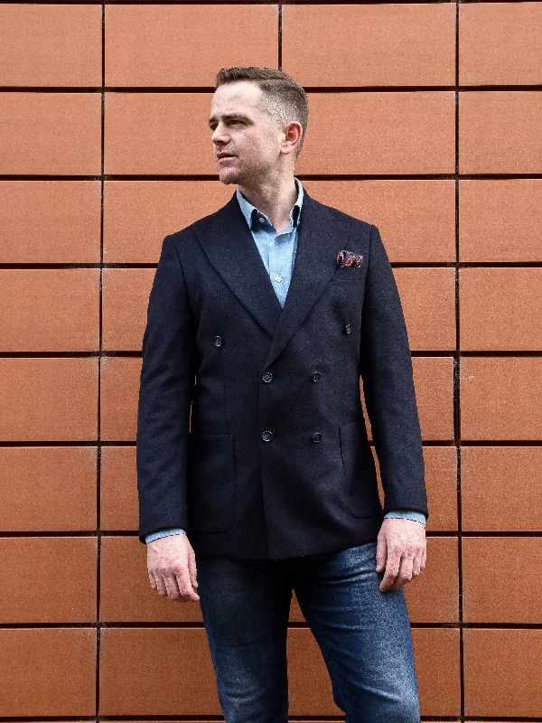 Men's Suits with Notched LapelsBanville: Navy Wool Double-Breasted Jacket