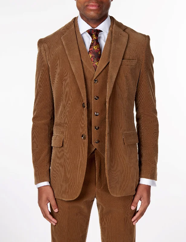 Men's Suits for Cocktail PartiesCORDUORY TAN TAILORED FIT JACKET