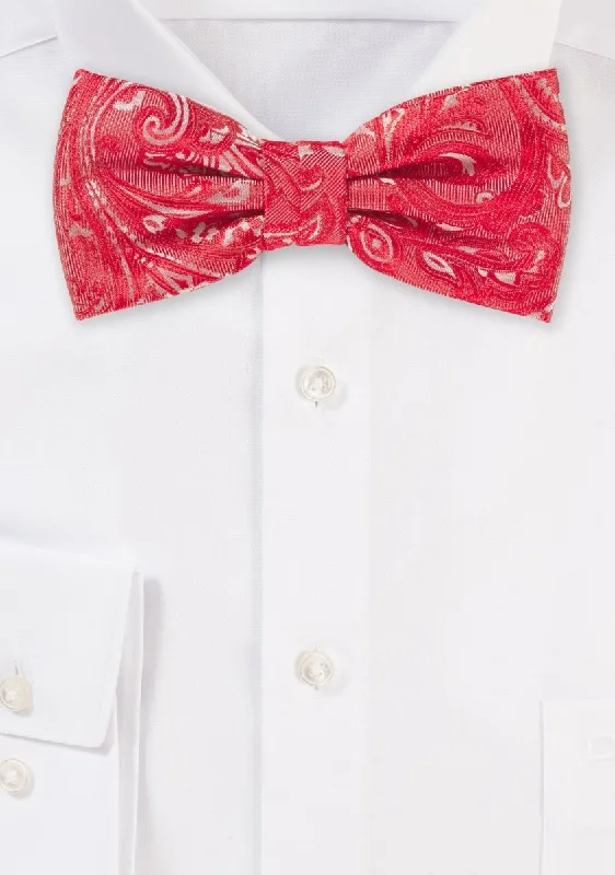 Poppy Red Proper Paisley Bowtie