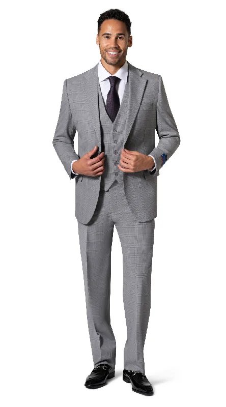 Berragamo BP04KE-07 3PC Notch Modern Suit - Grey