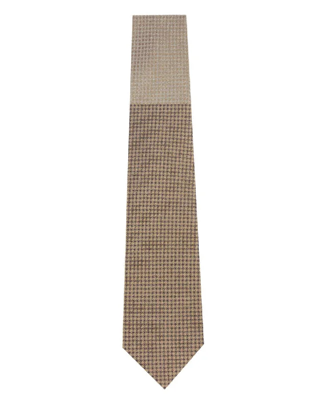 Gold and Sand Block Waffle Weave Silk Tie