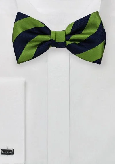 Citrus Green and Navy Repp&Regimental Striped Bowtie