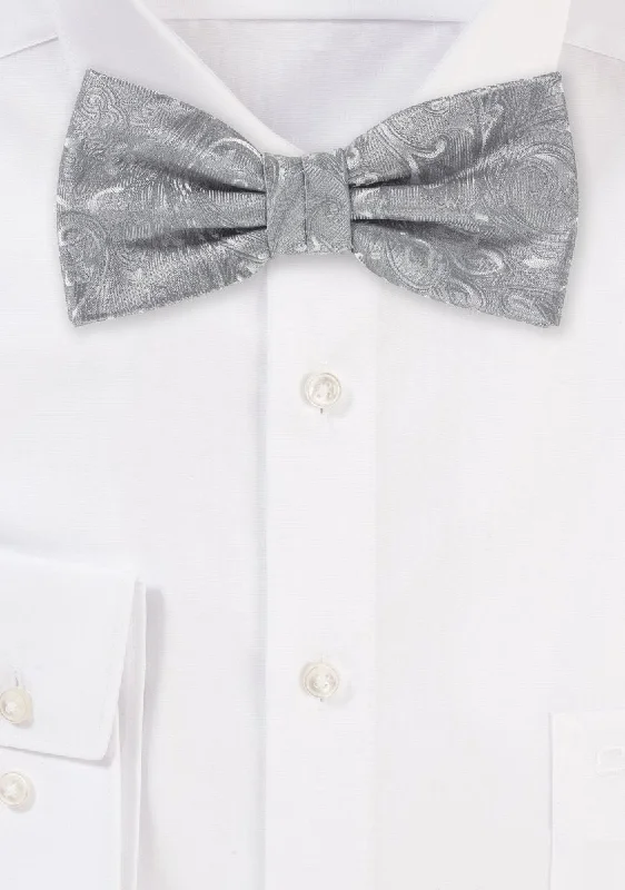 Festive Silver Proper Paisley Bowtie