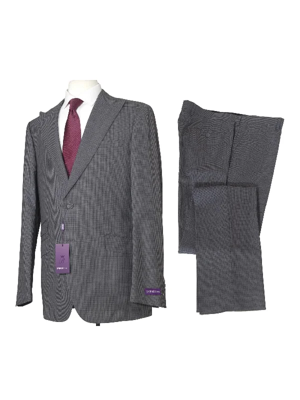 Napoli Mens 44L Charcoal Gray Check 100% Wool Slim Fit 2 Piece Suit