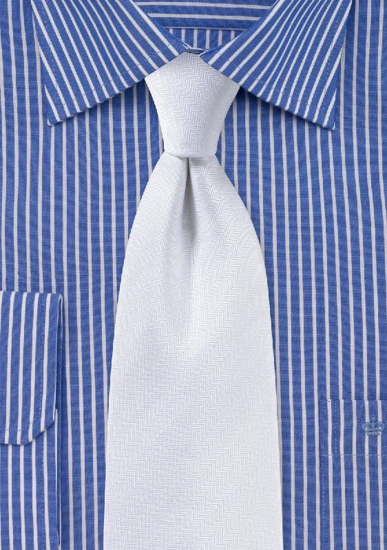 White Herringbone Necktie