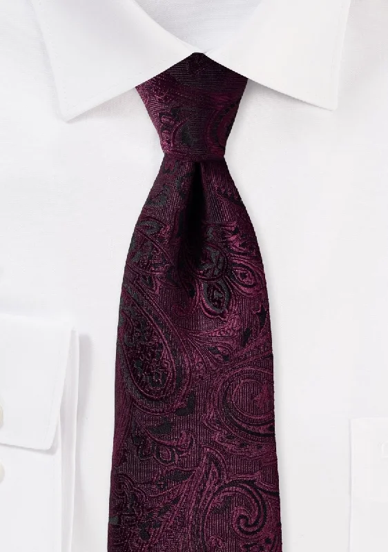 Claret Red Proper Paisley Necktie