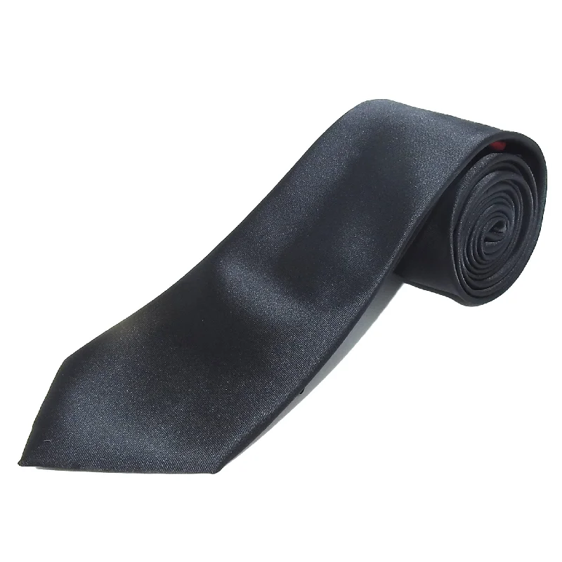 BLACK SOLID TIE/HANKIE SET