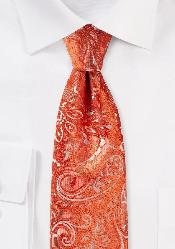 Tiger Lily Orange Proper Paisley Necktie