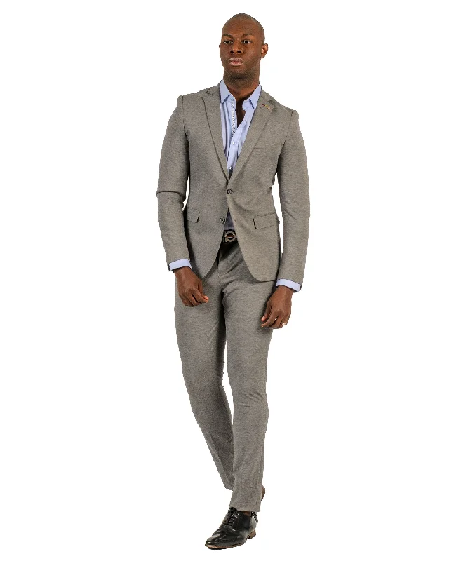 Giovanni Testi 2 button stretch L.Grey Travel Suit GTRVL2N-01 L.GREY