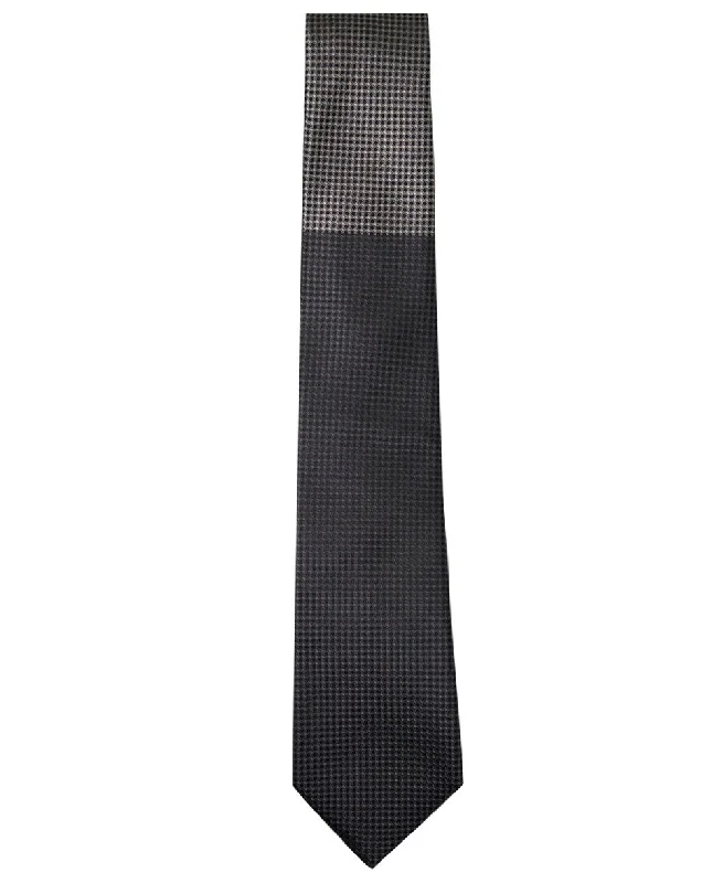 Black and Grey Block Waffle Weave Silk Tie