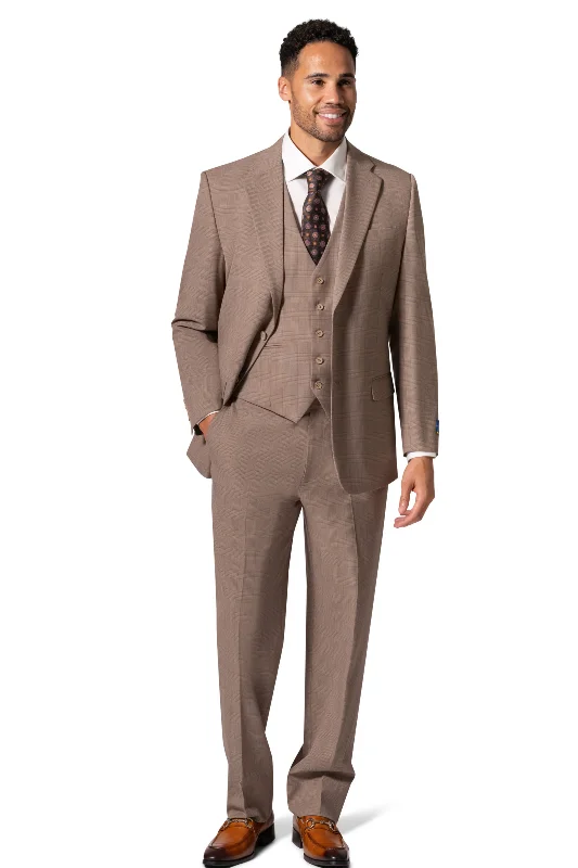 Berragamo BP04KE-07 3PC Notch Modern Suit - Tan