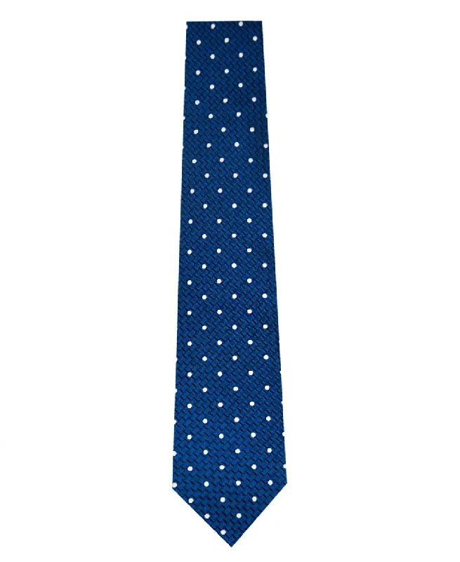 Cobalt Blue and White Polka Dot Silk Tie