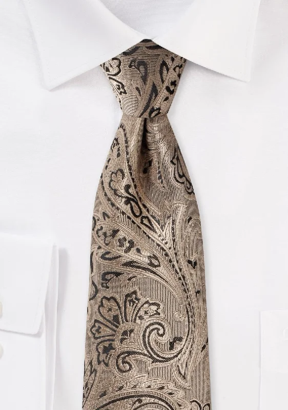 Bronze Gold Proper Paisley Necktie