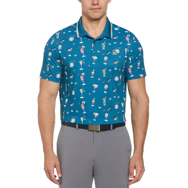 Men's Shirts with Moisture-Wicking Fabric19th Hole Print Golf Polo