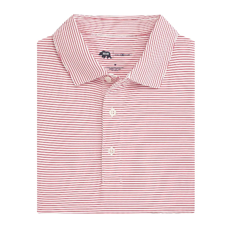 Men's Shirts with Embellished HemlinesBirdie Stripe Performance Polo - White/Red