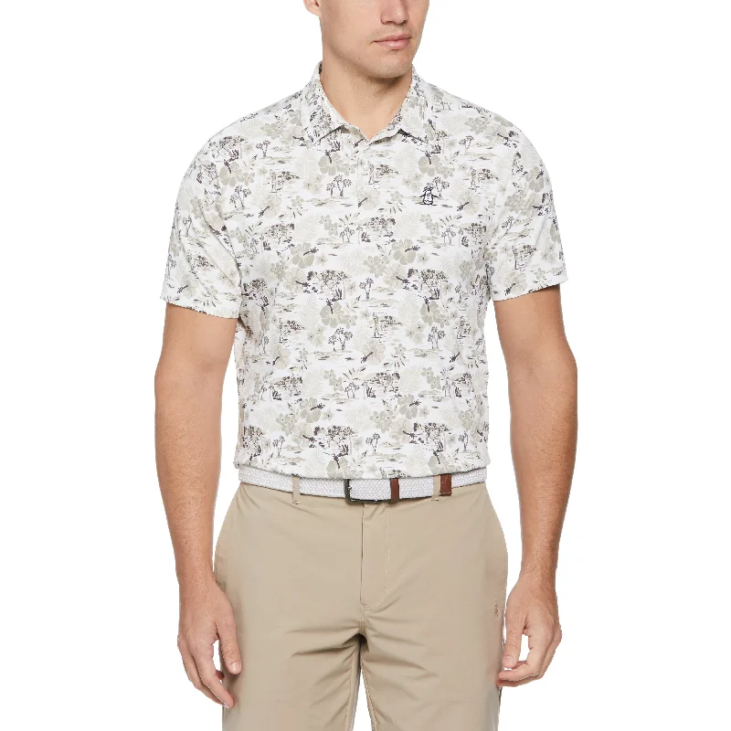 Men's Shirts with High NecksChi Chi Allover Floral Print Golf Polo