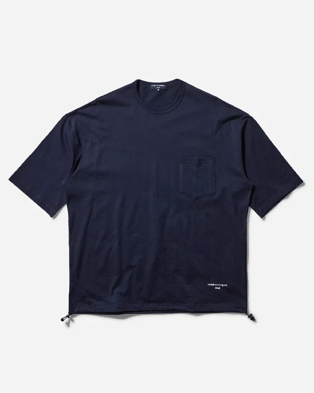 Men's Shirts with Adjustable CuffsMen's Oversized Drawstring Logo T-Shirt Navy