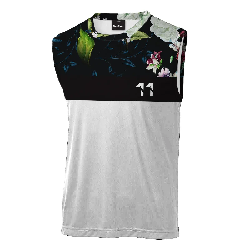 Men's Shirts for CampingDark Floral Sleeveless T-Shirt