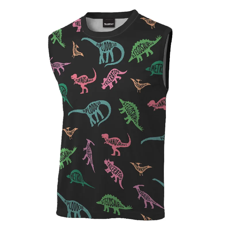 Men's Shirts with CollarsDinosaurs Sleeveless T-Shirt