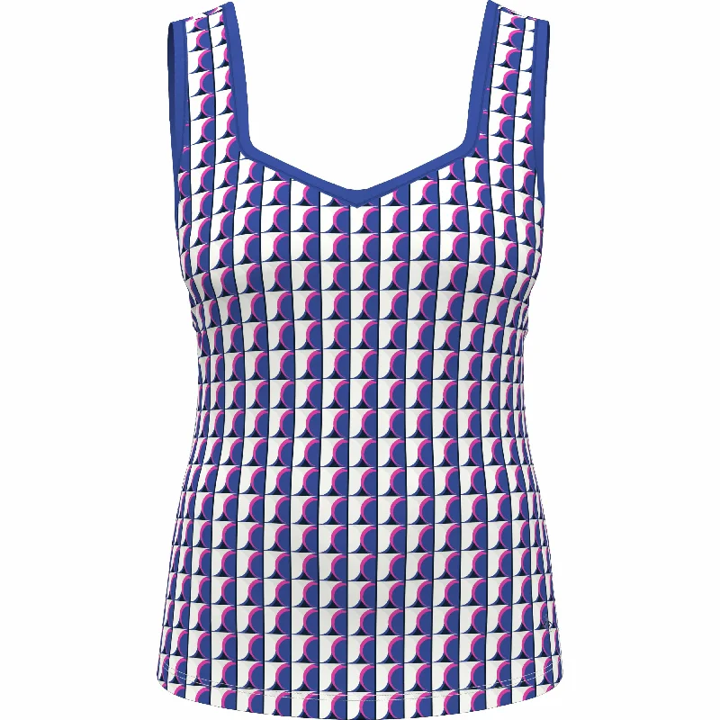 Men's Shirts with Moisture-Wicking FabricGeo Print Sweetheart Neckline Tennis Tank Top