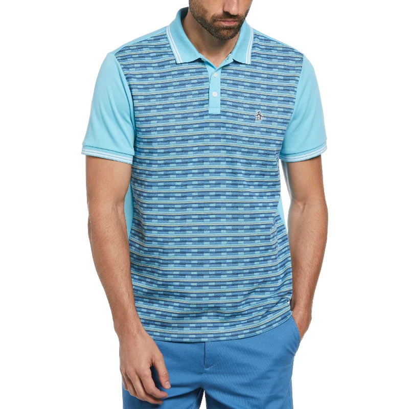 Men's Shirts with Single-Breasted DesignsJacquard Geo Front Polo