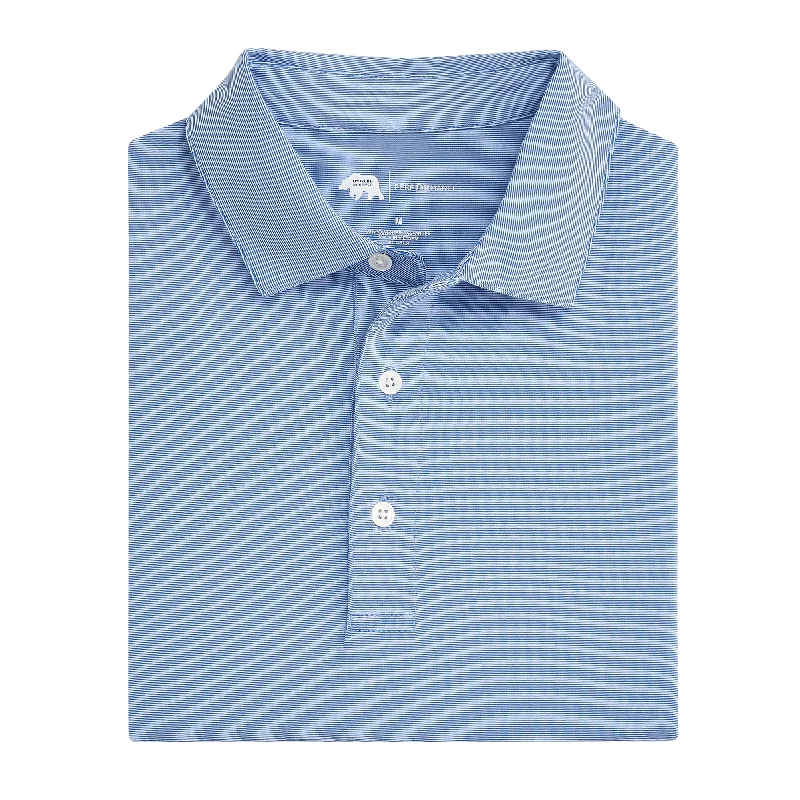 Men's Shirts with Abstract DesignsHairline Stripe Performance Polo - Sport Blue