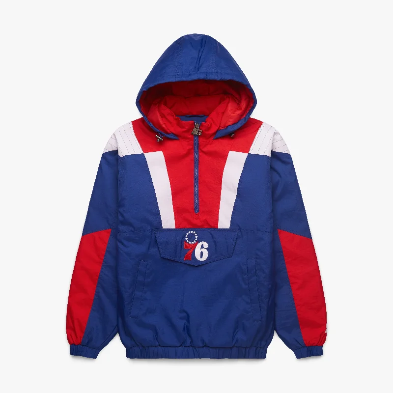 Men's Shirts with Adjustable HemlinesHOMAGE X Starter 76ers Pullover Jacket