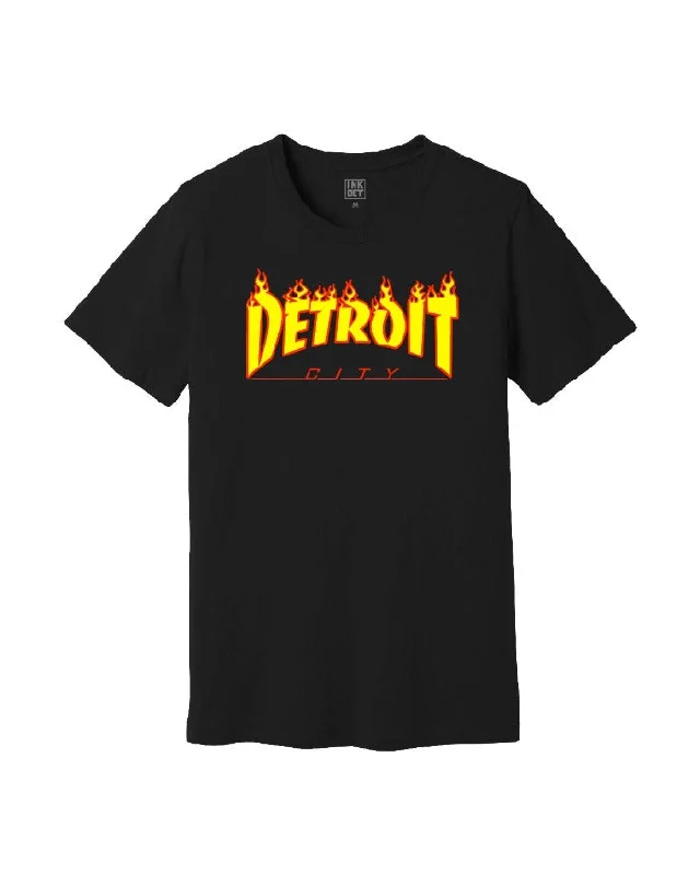 Men's Shirts with Single-Breasted DesignsInk Detroit City T-Shirt - Black