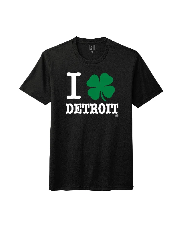 Men's Shirts with Elastic WaistbandsInk Detroit - I Love Detroit Cloverleaf Tri-Blend T-Shirt - Black