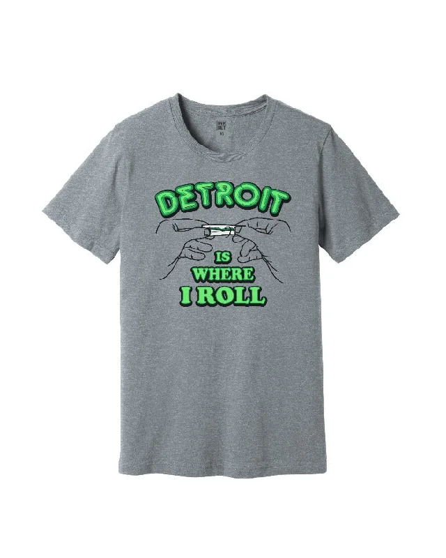 Men's Shirts with Patchwork PatternsInk Detroit Is Where I Roll - Heather Grey