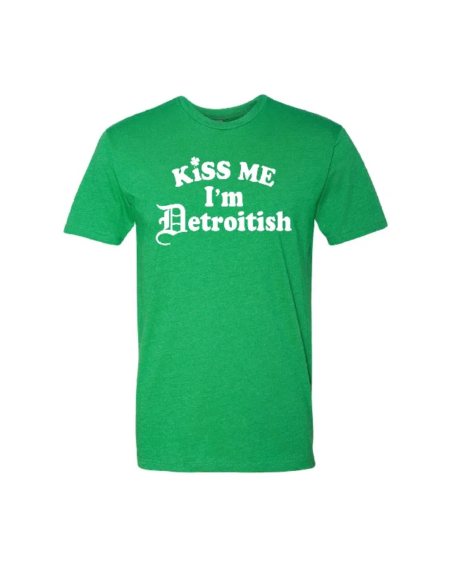 Men's Shirts with Checkered PatternsInk Detroit - Kiss me I'm Detroitish T-Shirt - Heather Green