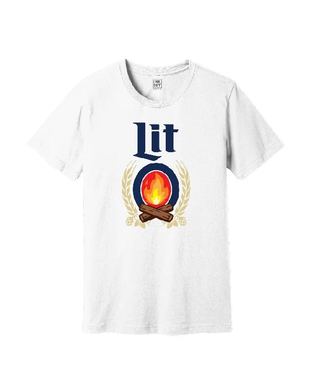 Men's Shirts with High NecksINK "Lit" T-Shirt - White