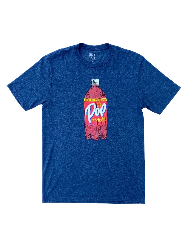 Men's Casual Shirts for Everyday WearInk Detroit - Pop not Soda Tri Blend T-Shirt - Navy