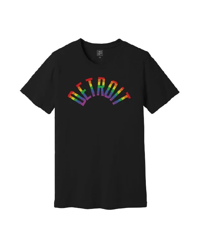 Classic Men's Button-Up ShirtsInk Detroit Rainbow T-Shirt - Black