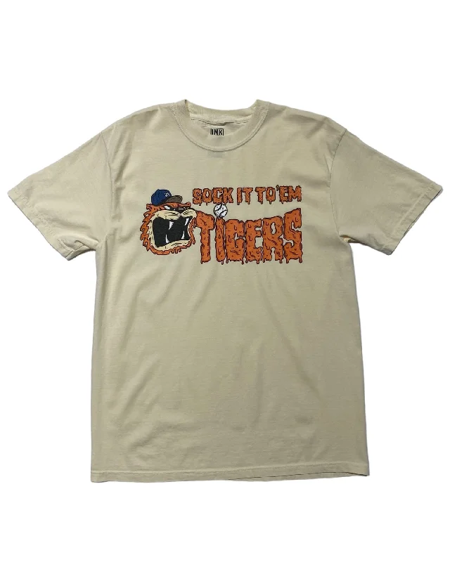 Men's Flowy Shirts for a Relaxed LookInk Detroit - Sock it to'em Tigers - T-Shirt - Ivory