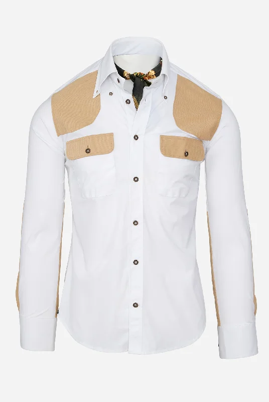 Men's Short-Sleeve Shirts for Warm WeatherJD Performance Field Shirt in White with Tan