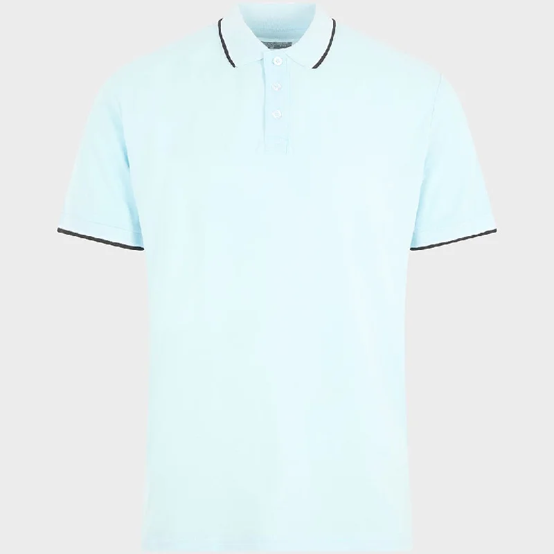 Elegant Men's Dress ShirtsMen`s Tipped Collar Polo Sky