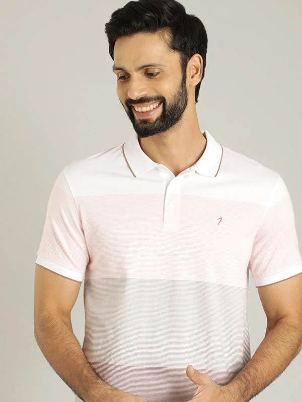 Men's Shirts with Embellished SleevesMen Striped Polo T-Shirt