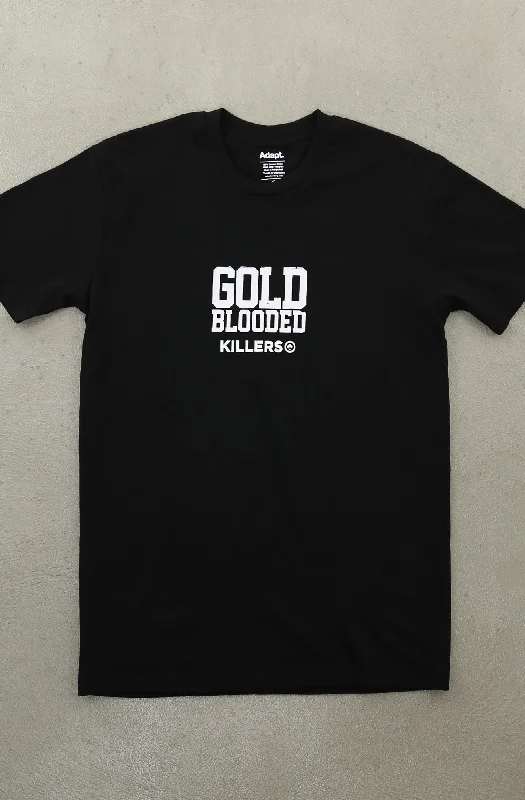 Men's Shirts with Zippered PocketsMIGHTYKILLERS X Adapt :: Gold Blooded Killers (Men's Black/White A1 Tee)